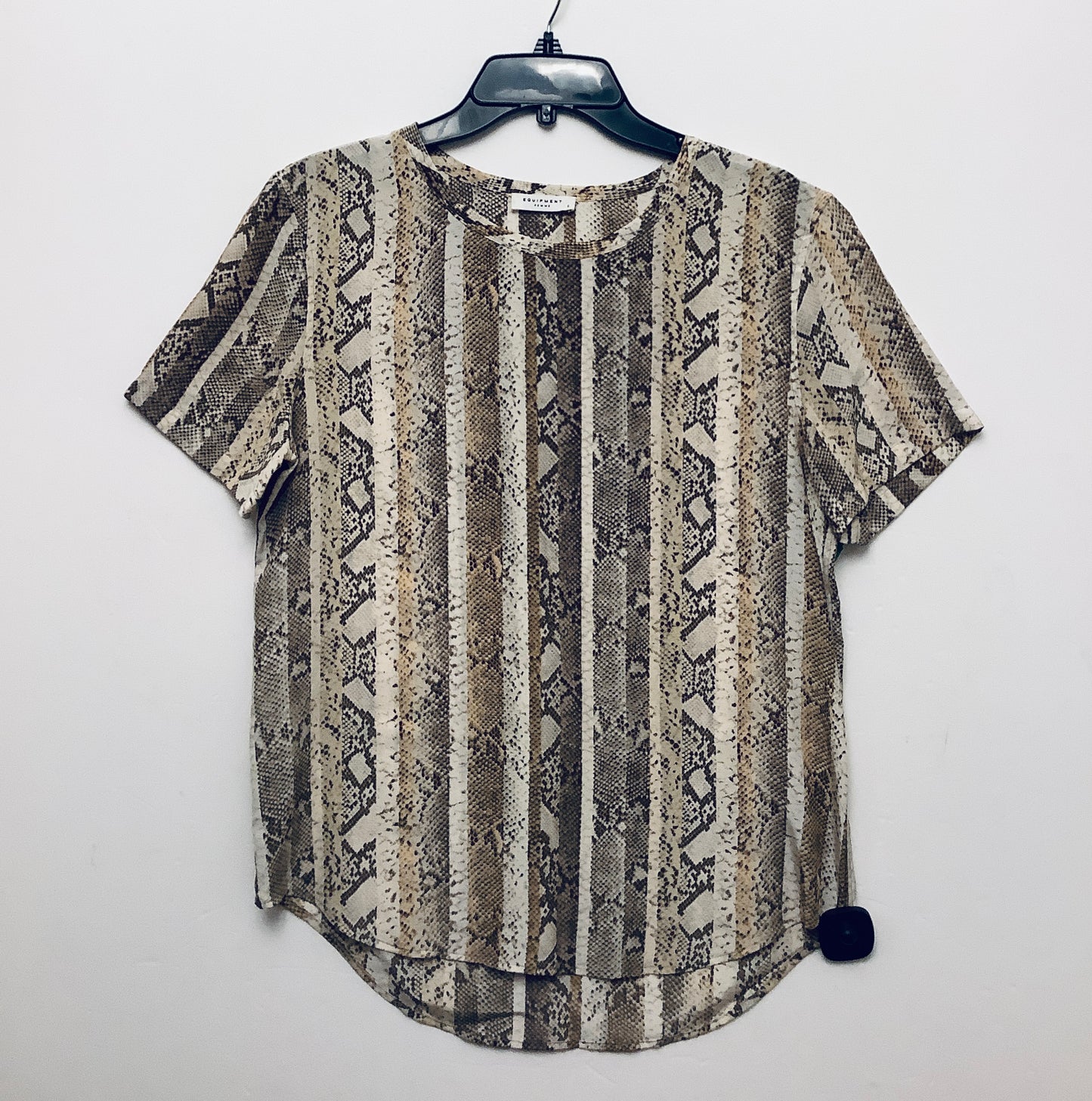 Top Short Sleeve By Equipment In Snakeskin Print, Size: S