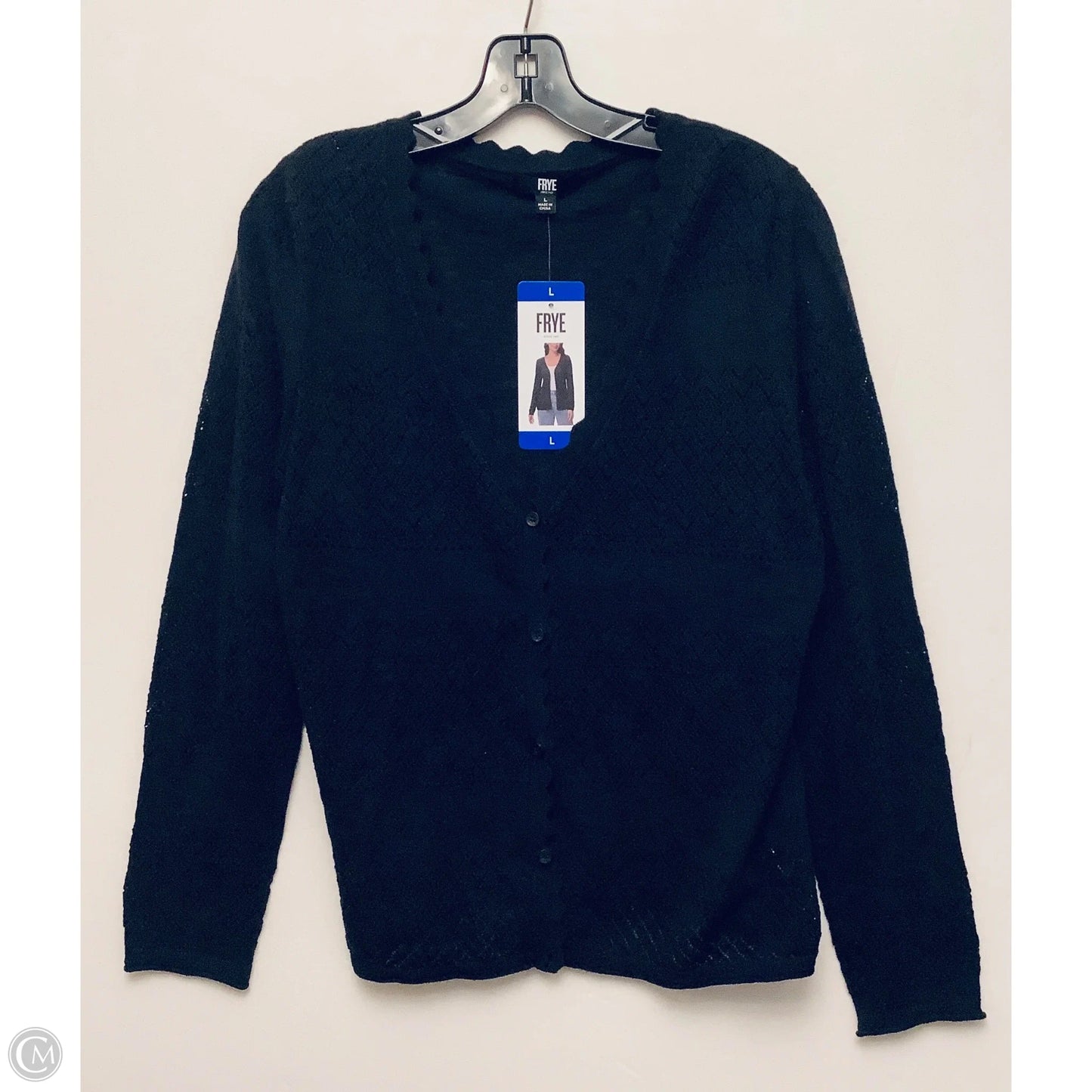 Sweater Cardigan Designer By Frye In Black, Size: L