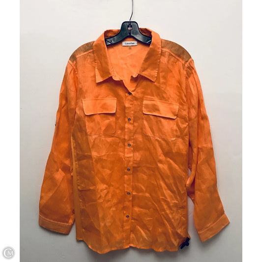 Top Long Sleeve By Calvin Klein In Orange, Size: 2x