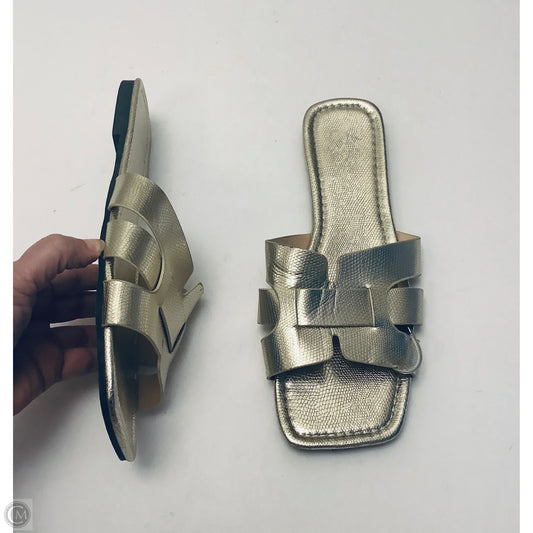 Sandals Flats By Clothes Mentor In Gold, Size: 12