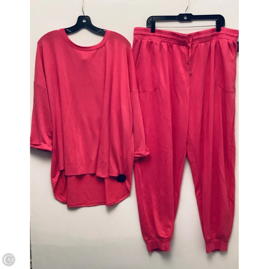 Top 2pc Long Sleeve By Crown And Ivy In Pink, Size: 3x