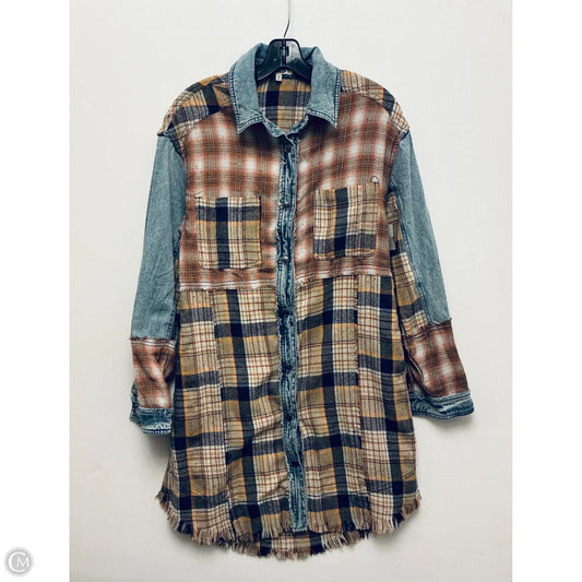 Top Long Sleeve By Gimmicks In Plaid Pattern, Size: S