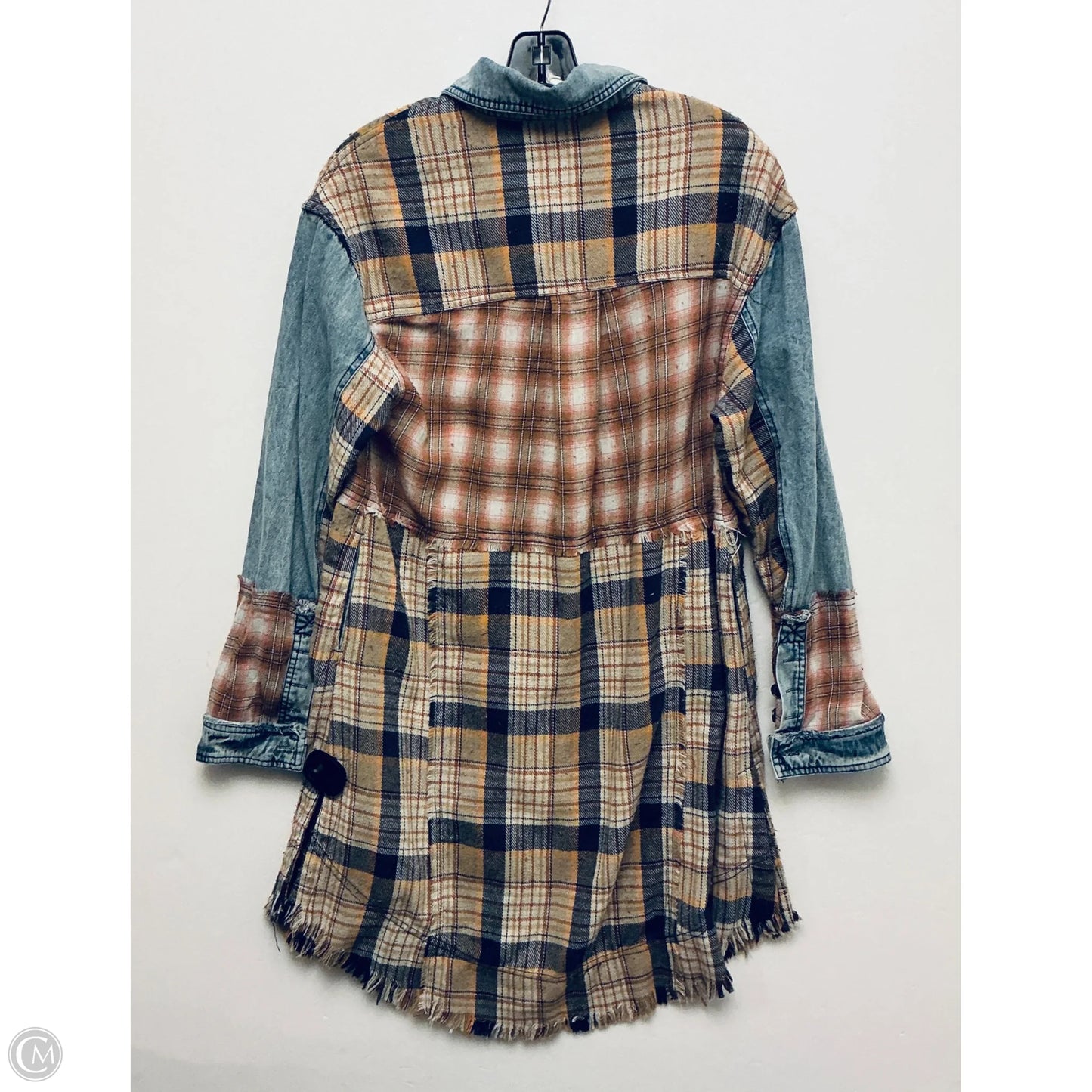 Top Long Sleeve By Gimmicks In Plaid Pattern, Size: S