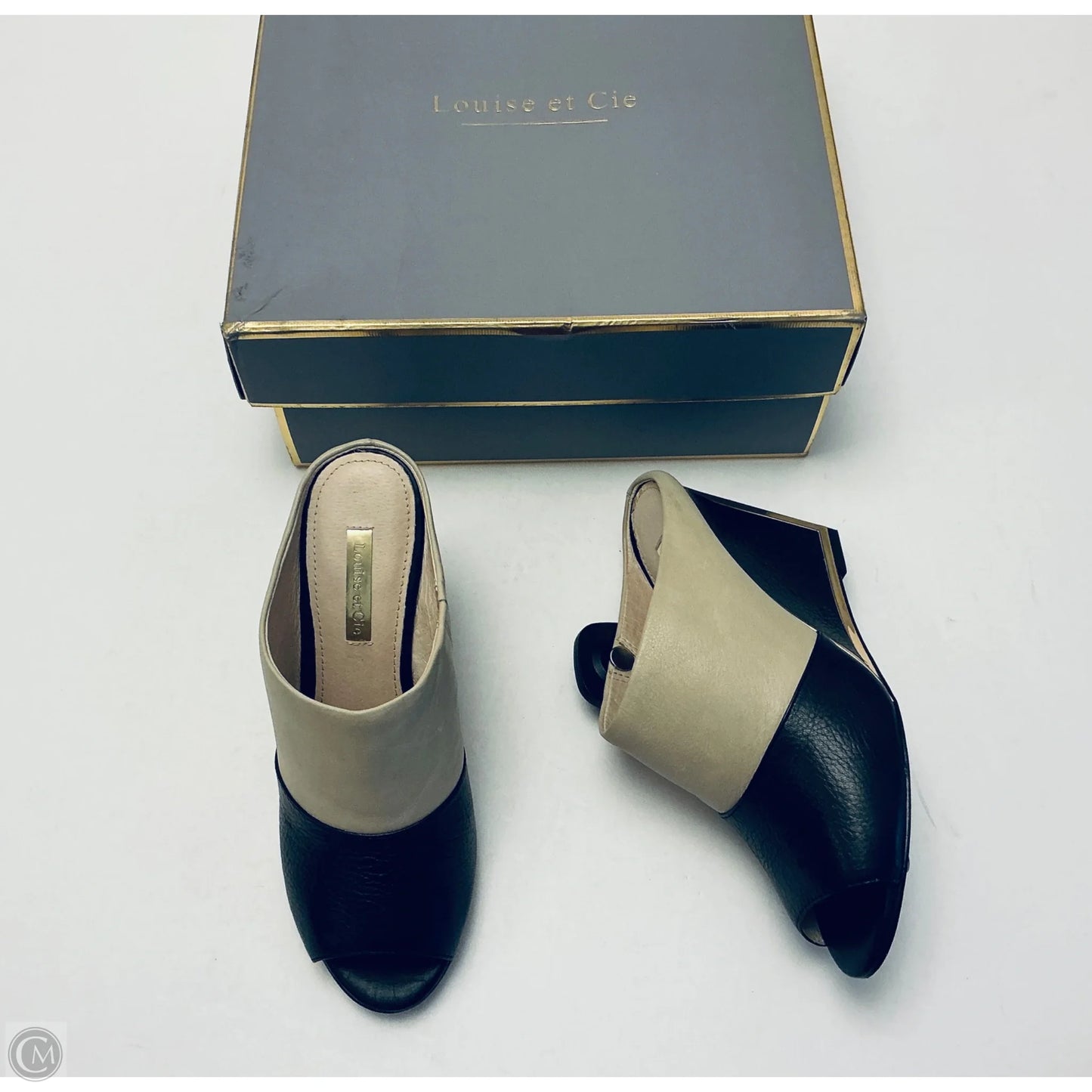 Shoes Heels Wedge By Louise Et Cie In Black & Cream, Size: 5.5