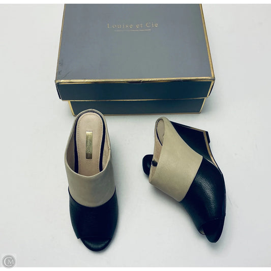 Shoes Heels Wedge By Louise Et Cie In Black & Cream, Size: 5.5
