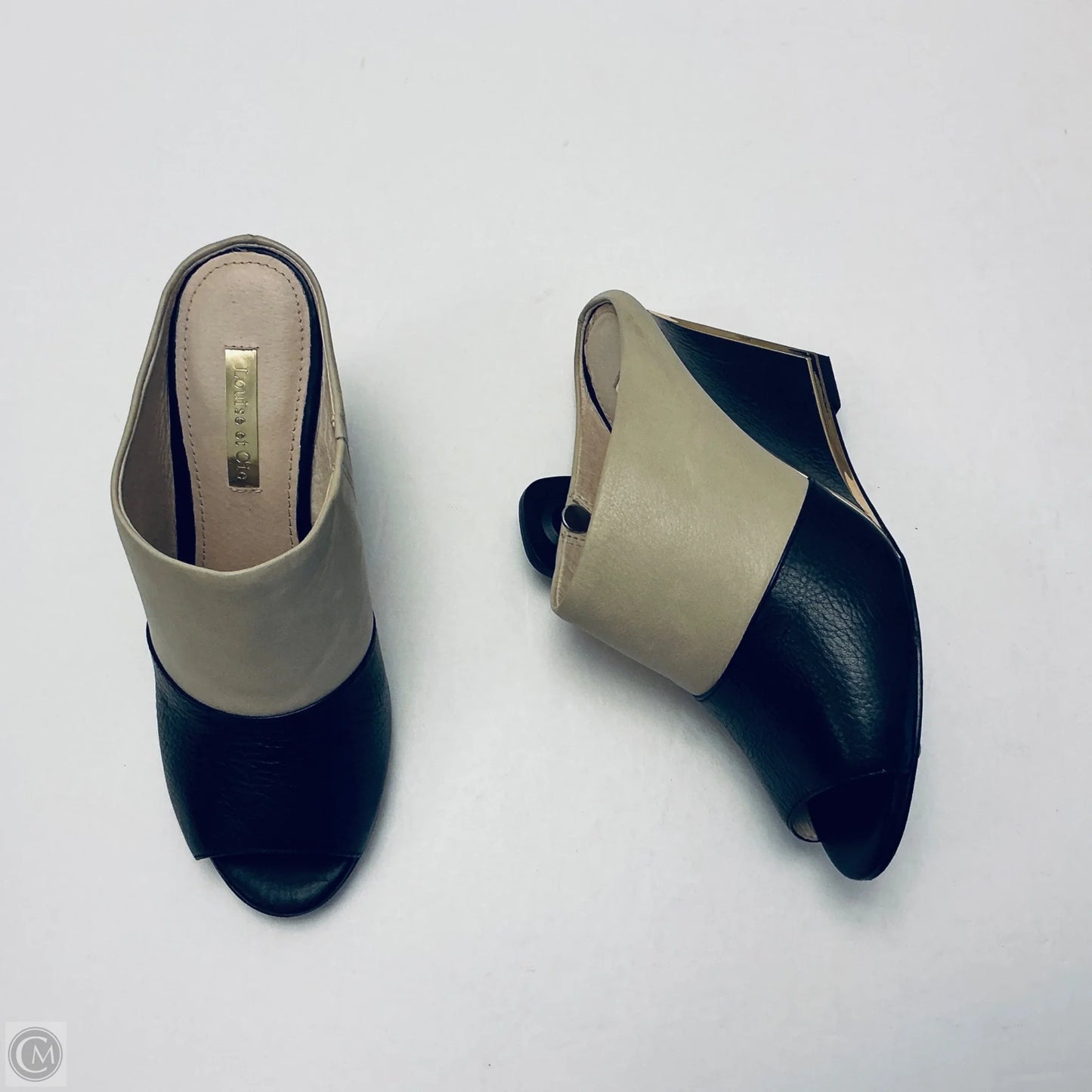 Shoes Heels Wedge By Louise Et Cie In Black & Cream, Size: 5.5