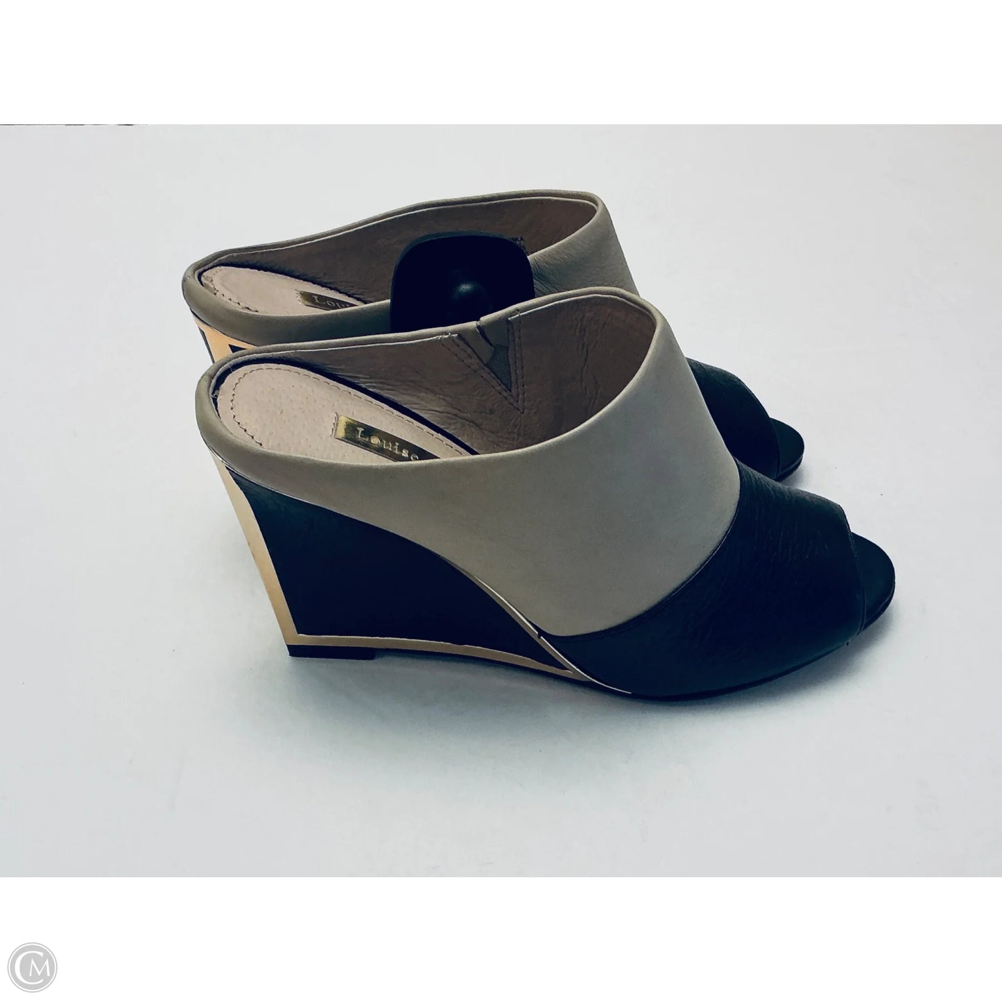 Shoes Heels Wedge By Louise Et Cie In Black & Cream, Size: 5.5
