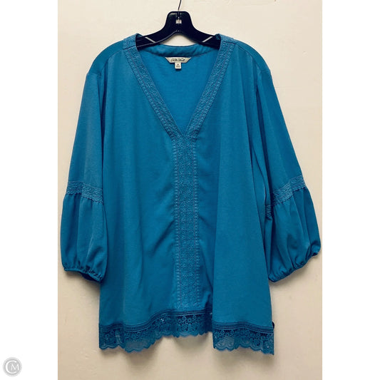 Top Long Sleeve By The Pioneer Woman In Blue, Size: 3x