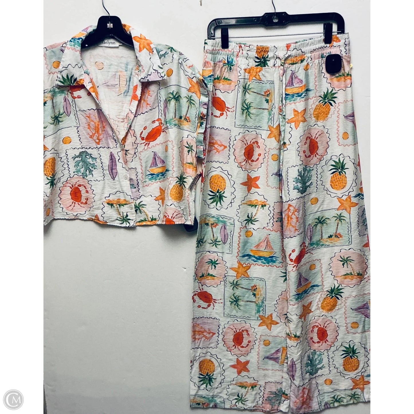 Pants Set 2pc By Clothes Mentor In Tropical Print, Size: L