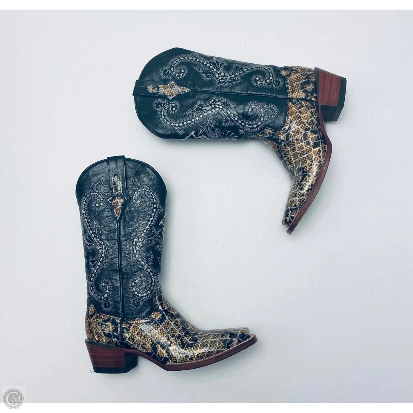 Boots Western By Cma In Blue & Tan, Size: 7