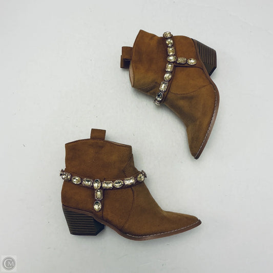 Boots Ankle Heels By Liliana In Brown, Size: 5.5