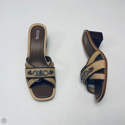 Sandals Heels Kitten By Michael By Michael Kors In Brown, Size: 9.5