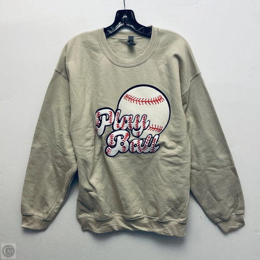 Sweatshirt Collar By Gildan In Tan, Size: L