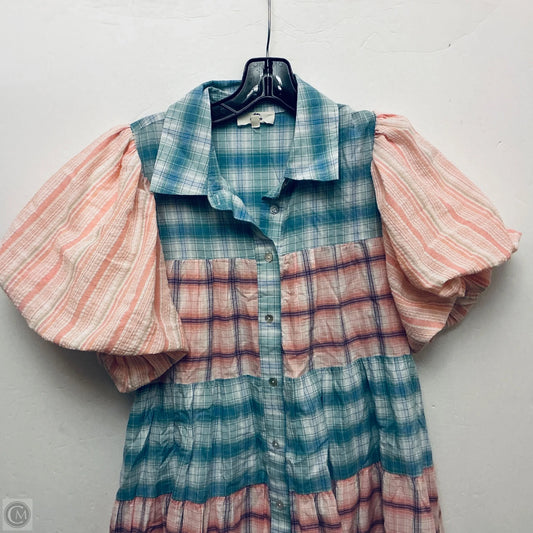 Dress Casual Short By Entro In Green & Pink, Size: S