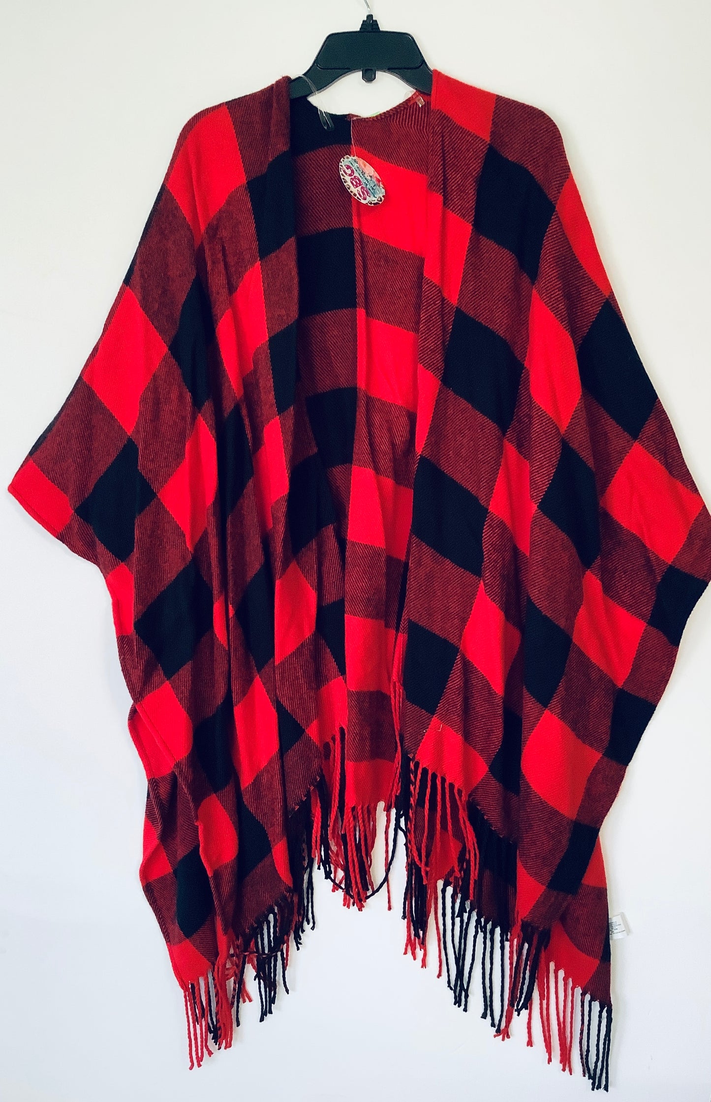 Poncho By Clothes Mentor In Plaid Pattern, Size: Osfm