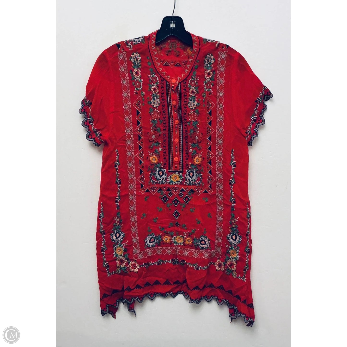 Tunic Short Sleeve By Johnny Was In Red, Size: M
