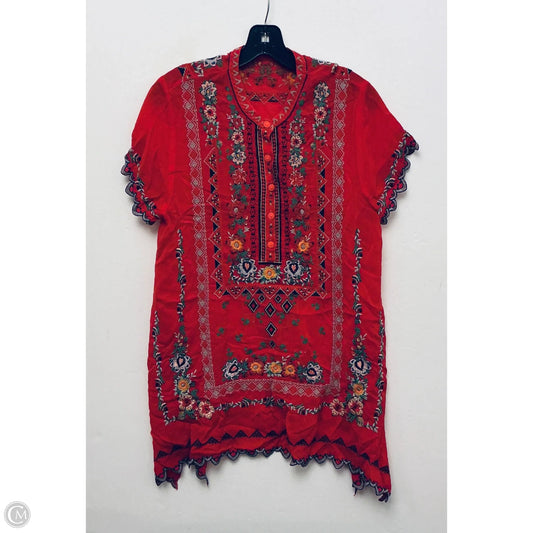 Tunic Short Sleeve By Johnny Was In Red, Size: M