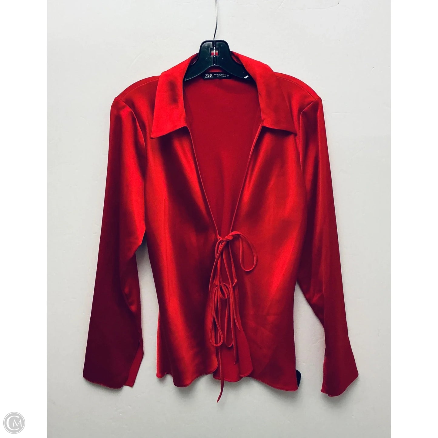 Top Long Sleeve Basic By Zara In Red, Size: Xl