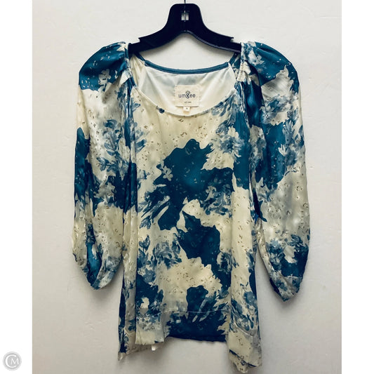 Top Long Sleeve Basic By Umgee In Blue & Cream, Size: S