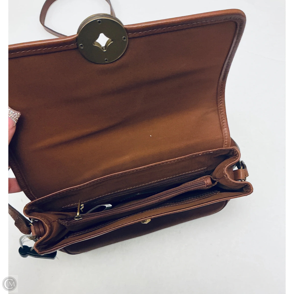 Crossbody Leather By Fossil, Size: Medium
