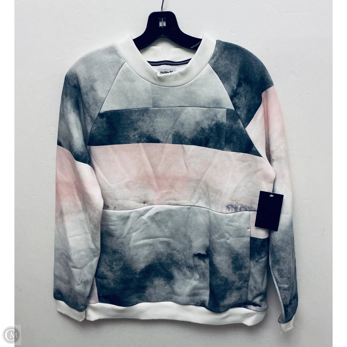 Sweatshirt Collar By Hurley In Grey & White, Size: M