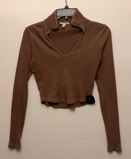 Top Long Sleeve By Full Tilt In Brown, Size: M