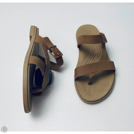 Sandals Flats By Crocs In Brown, Size: 6