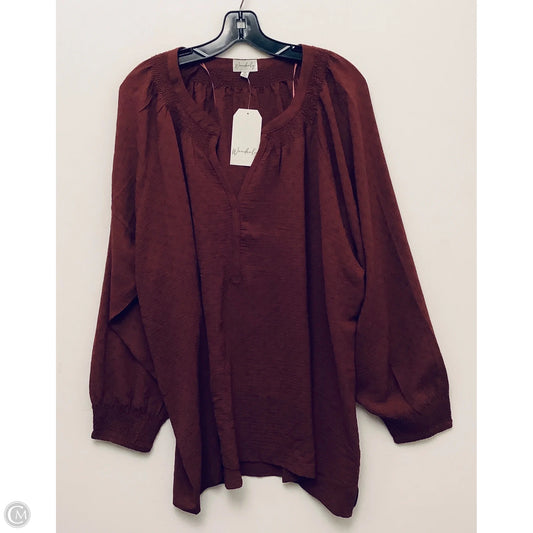 Top Long Sleeve By Wonderly In Maroon, Size: 3x