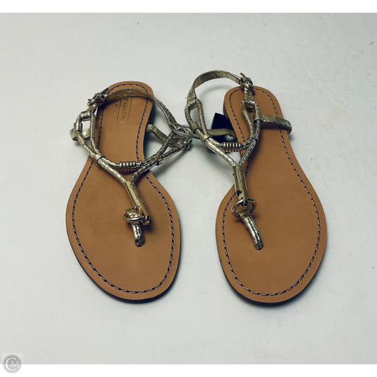 Sandals Designer By Coach In Gold, Size: 6.5