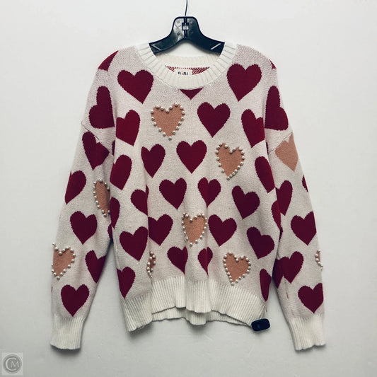 Sweater By Bibi In Pink & White, Size: Xl