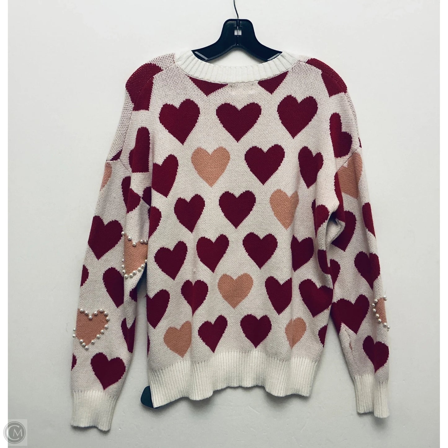 Sweater By Bibi In Pink & White, Size: Xl