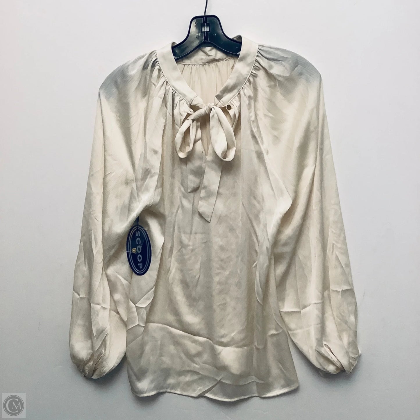 Top Long Sleeve Basic By Scoop In Cream, Size: S