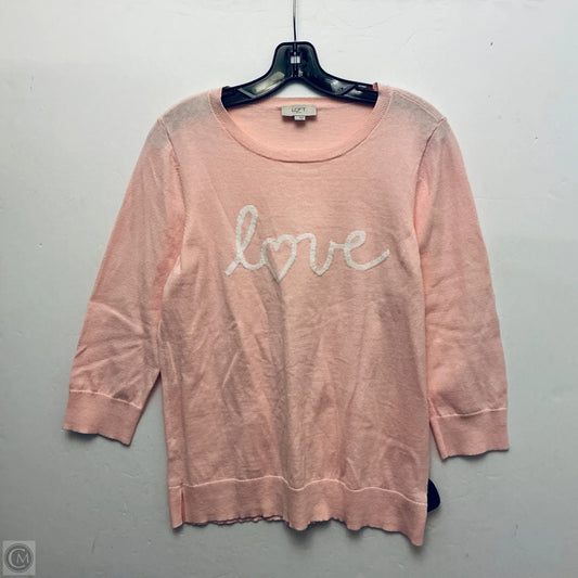 Top Long Sleeve Basic By Loft In Pink, Size: L