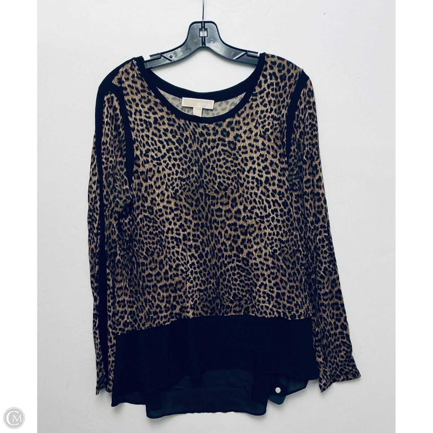 Top Long Sleeve Basic By Michael By Michael Kors In Animal Print, Size: Xl