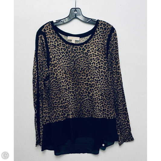 Top Long Sleeve Basic By Michael By Michael Kors In Animal Print, Size: Xl