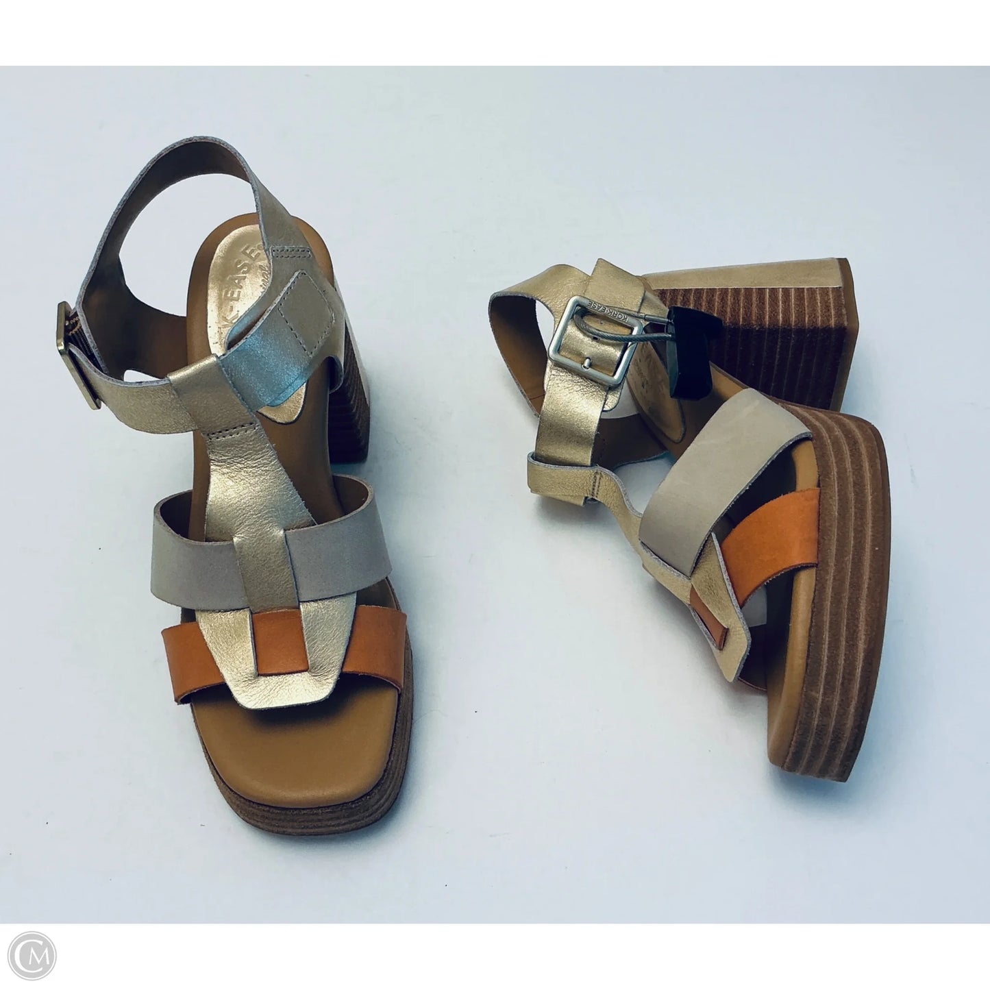 Sandals Heels Platform By Kork Ease In Gold, Size: 6