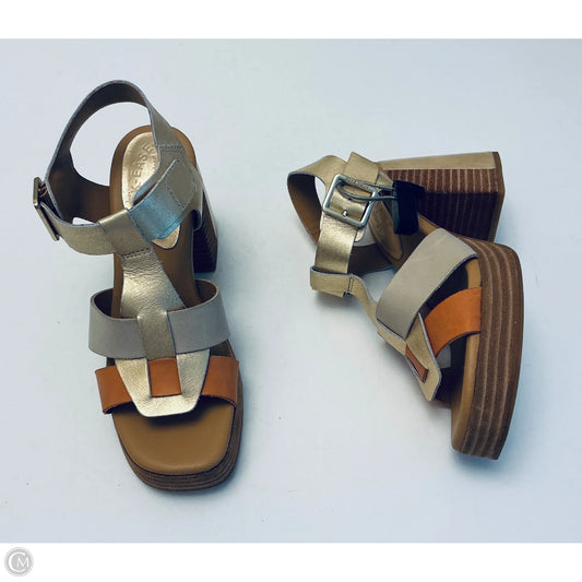 Sandals Heels Platform By Kork Ease In Gold, Size: 6