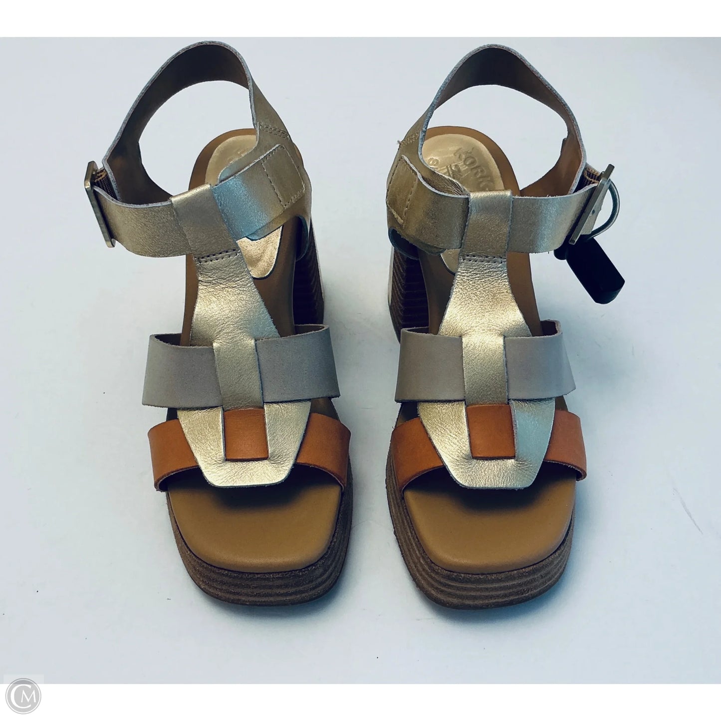 Sandals Heels Platform By Kork Ease In Gold, Size: 6