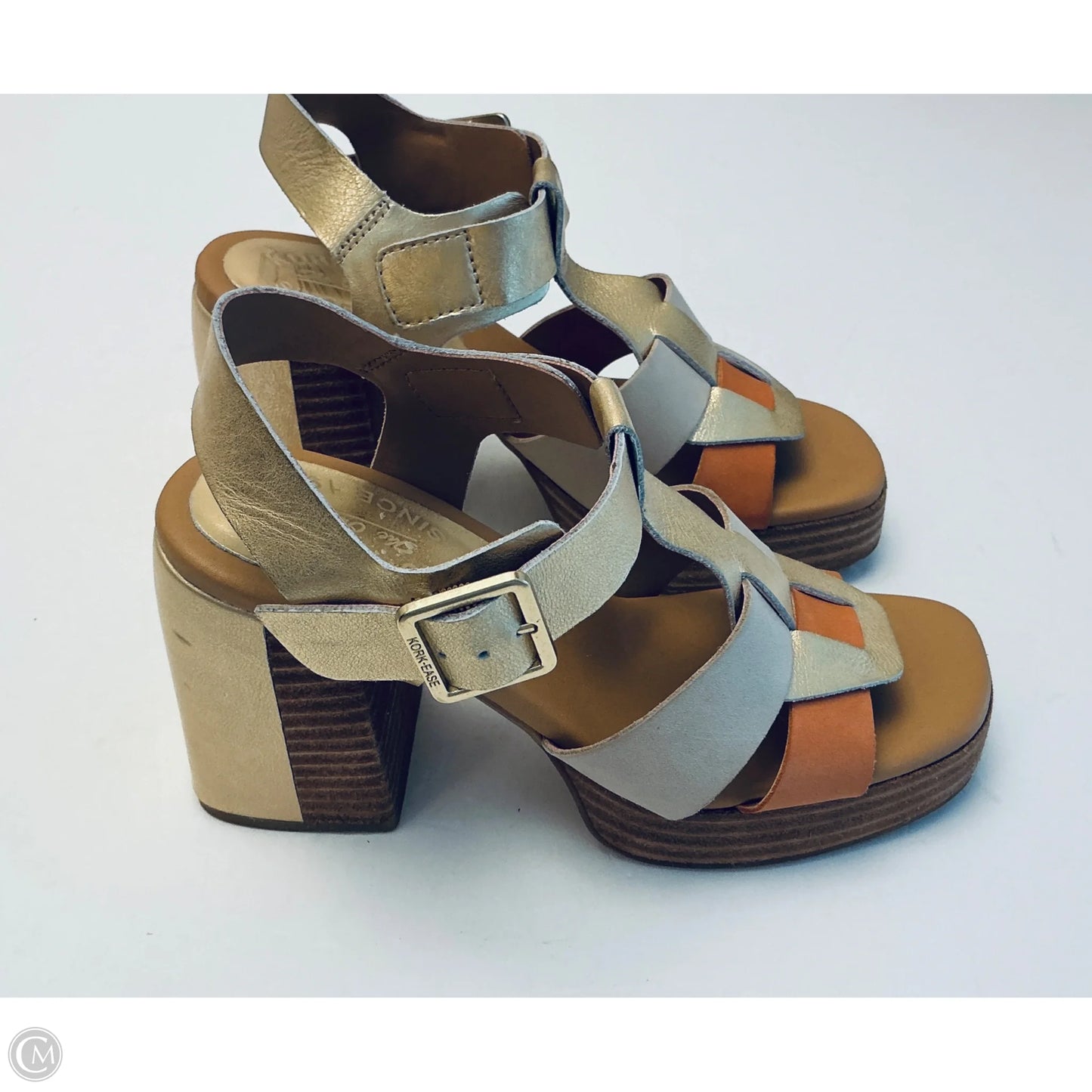 Sandals Heels Platform By Kork Ease In Gold, Size: 6