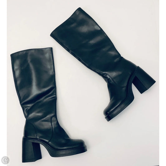 Boots Leather By Clothes Mentor In Black, Size: 9