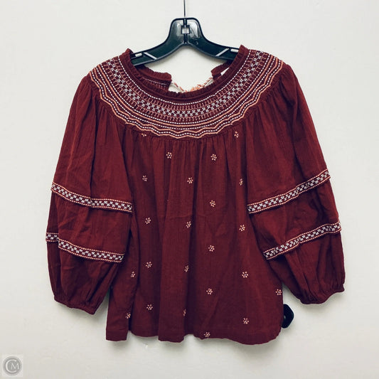 Top Long Sleeve By Wonderly In Red, Size: M