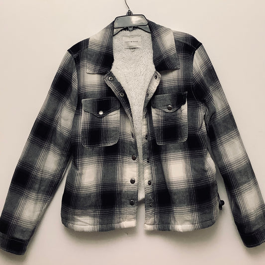 Jacket Faux Fur & Sherpa By Lucky Brand In Plaid Pattern, Size: M