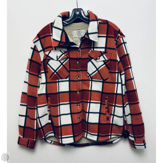 Jacket Fleece By Sage In Plaid Pattern, Size: L