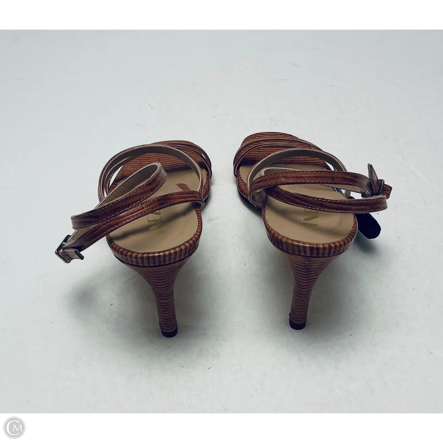 Sandals Heels Kitten By Clothes Mentor In Brown, Size: 7.5