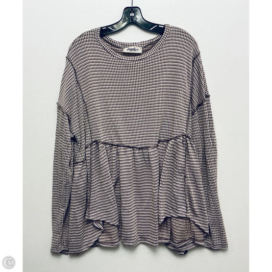 Top Long Sleeve Basic By Haptics In Brown, Size: 1x
