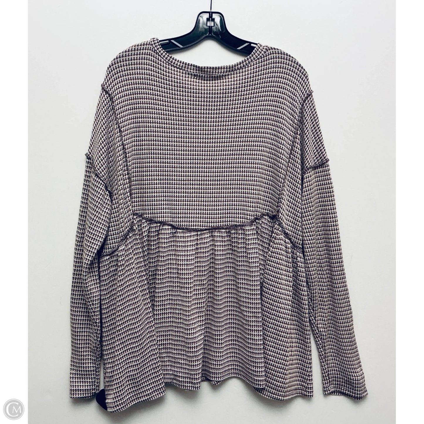 Top Long Sleeve Basic By Haptics In Brown, Size: 1x