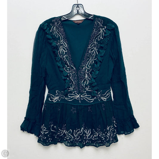 Top Long Sleeve By Ranna Gill In Green, Size: S