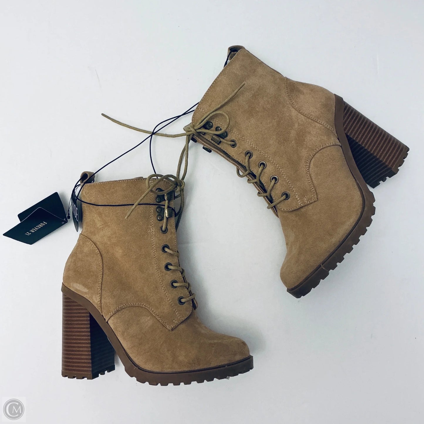 Boots Ankle Heels By Forever 21 In Brown, Size: 7