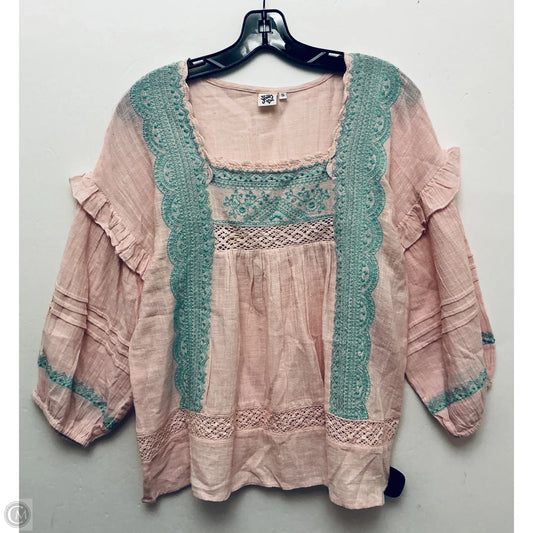 Top Long Sleeve By Ivy Jane In Pink, Size: S