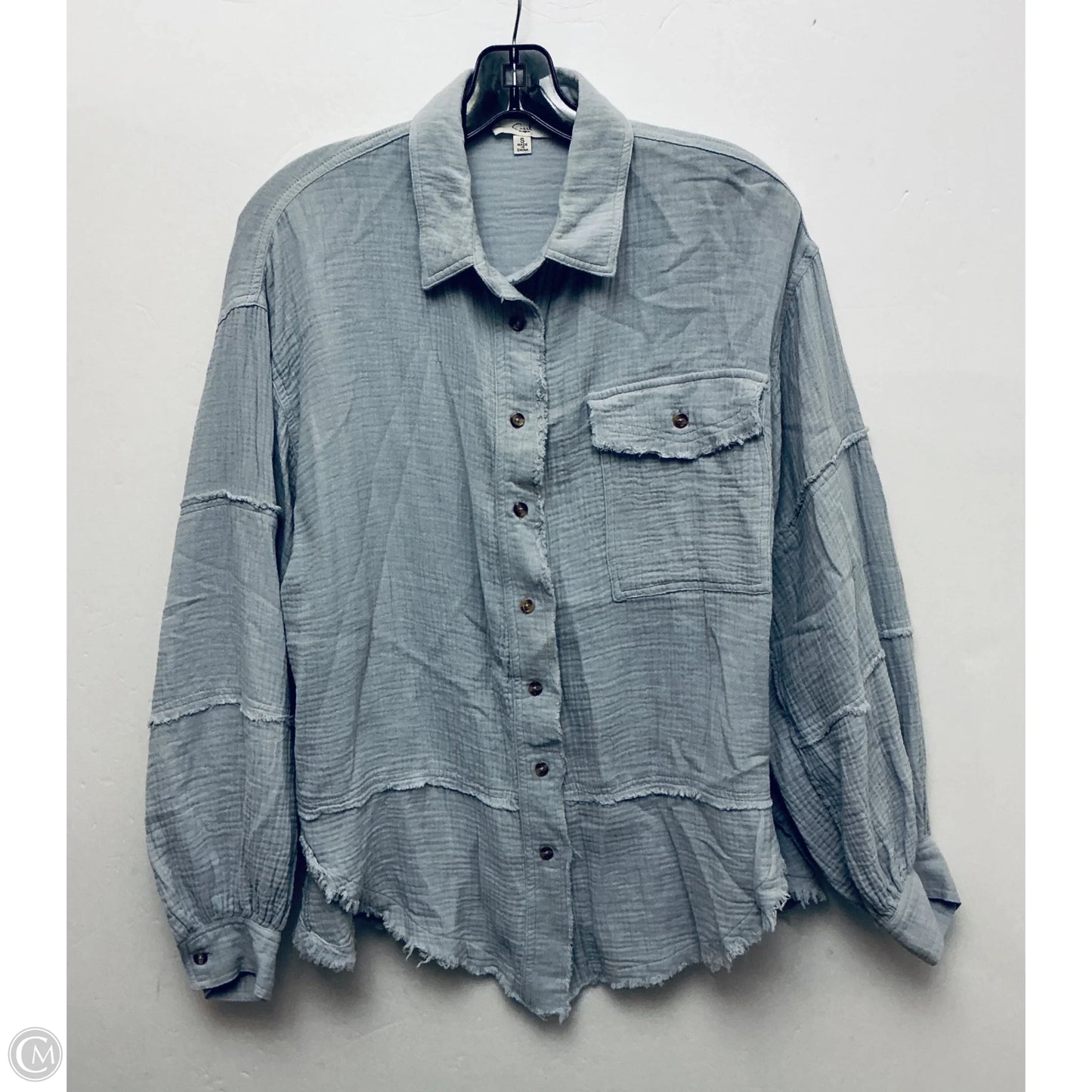 Top Long Sleeve By Easel In Grey, Size: S